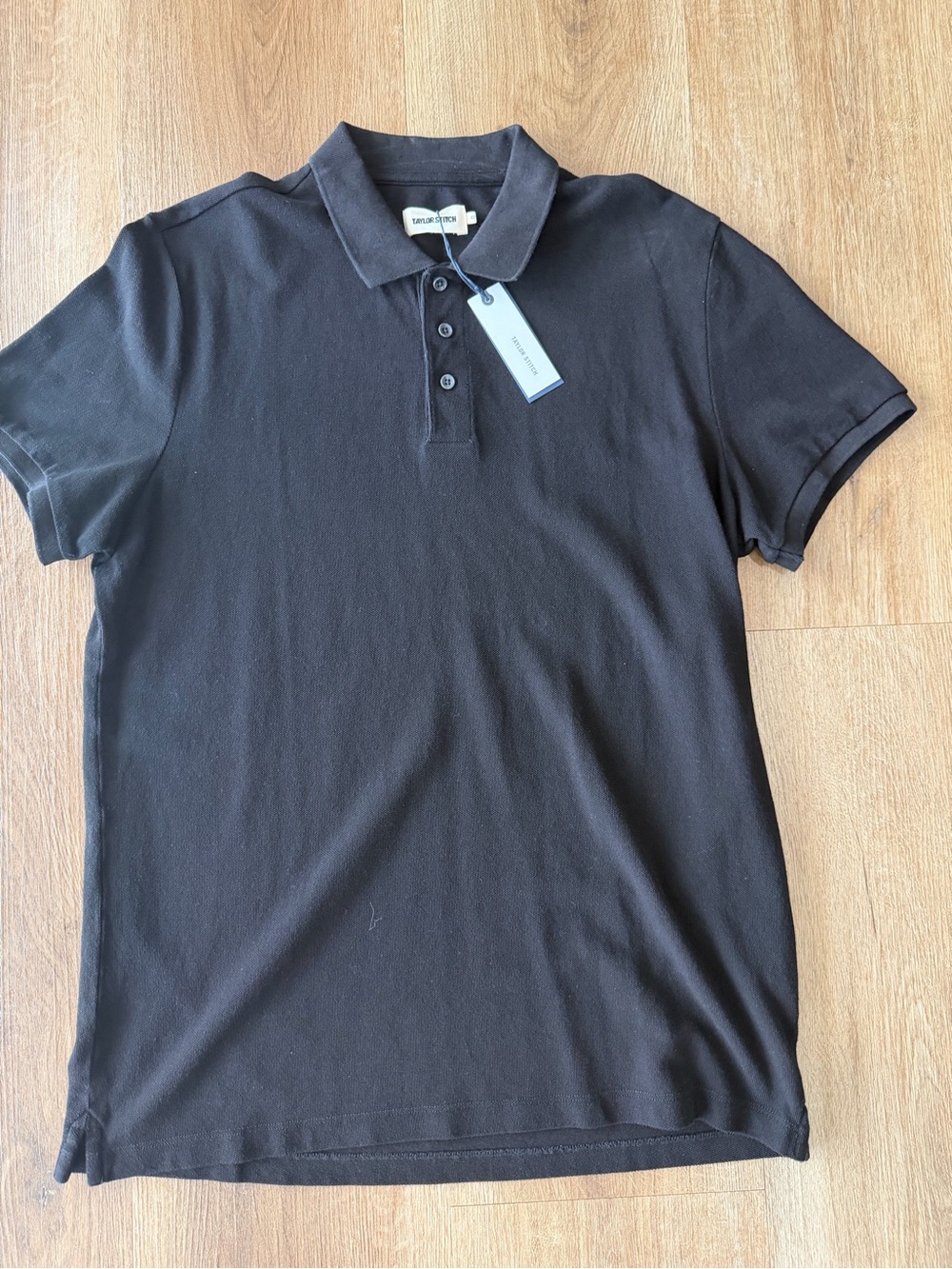 TaylorStitch Men’s Pacific Polo in Black Indigo Pique, Size 42/Large